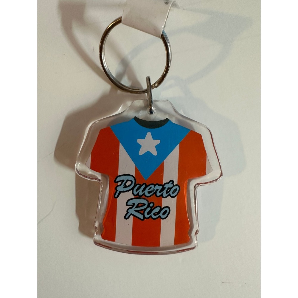 Puerto Rico Plastic Tshirt Keychain Red White Blue Flag Souvenir Collectible